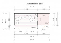 Садовый домик из минибруса 9х4 м, 8.7 кв. м, с террасой 