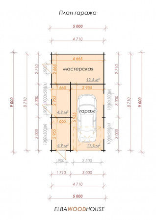 Гараж из минибруса, 9х5 м, 40 кв. м 