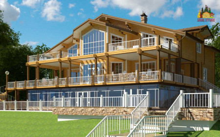 Здание Яхт клуба 27х20 м, 1400 м2 из клееного бруса в альпийском стиле