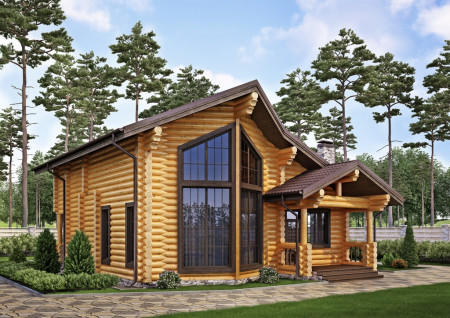 Сруб дома полтора этажа 129,47 м2