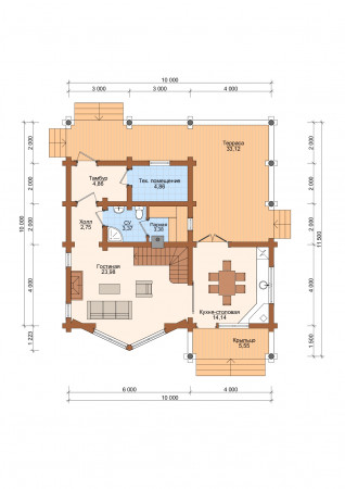 Сруб дома полтора этажа 129,47 м2