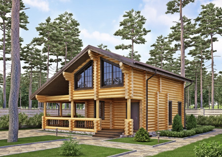 Сруб дома полтора этажа 129,47 м2