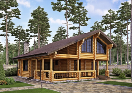 Сруб дома полтора этажа 129,47 м2