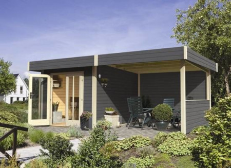 Небольшой садовый домик 6х2.5 м, 4.2 кв. м, с террасой 