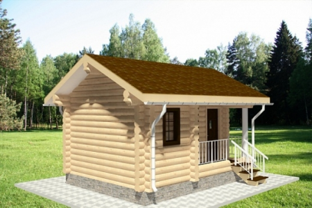 Баня из рубленного бревна 4х5,4 м, 15.4 кв. м, с крыльцом
