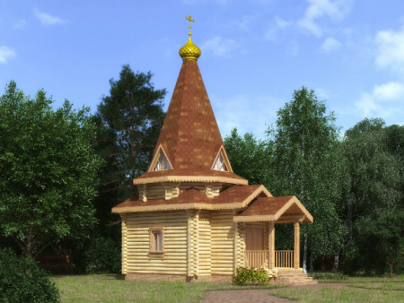 Часовня из бревна 35,21 кв.м