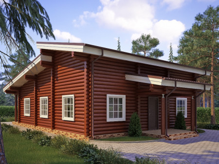 Сруб дома с мансардой, 14.5 на 10 м, 123,4 м2