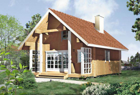 Двухэтажный дом из двойного бруса, 7.5х6 м, 70 кв.м