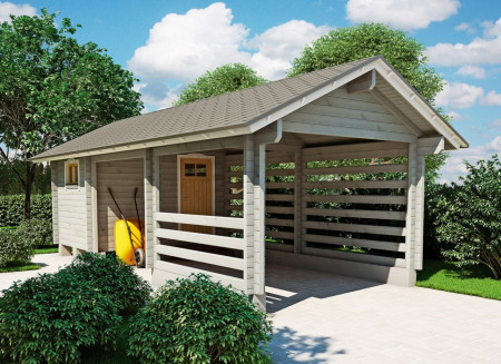 Открытый гараж из минибруса, 8.3х3.7 м, 27.3 кв. м, с подсобкой 