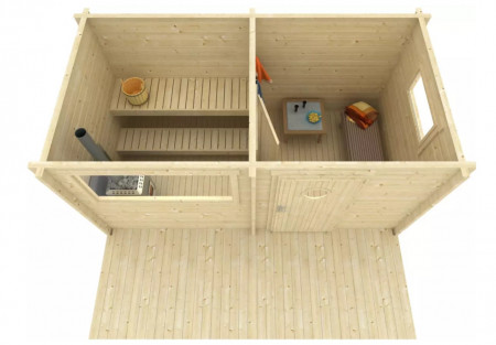 Дачная баня из минибруса 2,6x4,7 м, с комнатой отдыха