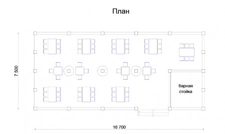 Летнее кафе 16,7х7,5 м 60 мест, 125 м2