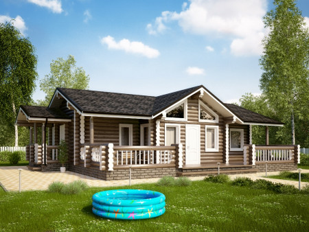 Сруб дома с мансардой 115 м2