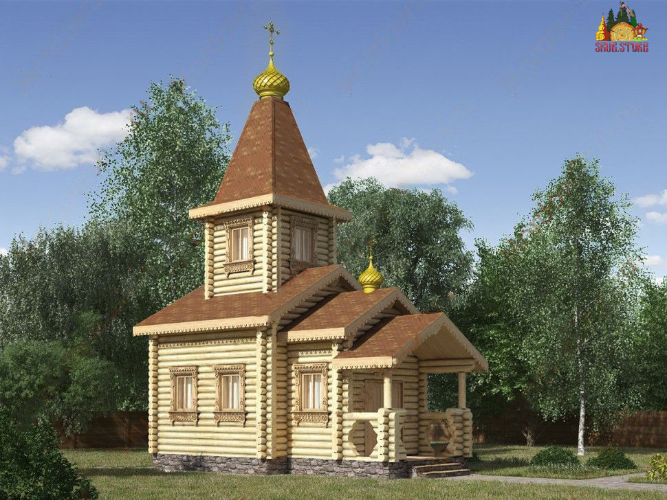 Фото церковь с малое полпино Часовня 8.5х5.3 м, 33 кв. м - купить в Москве, проекты от "Srub.Store"