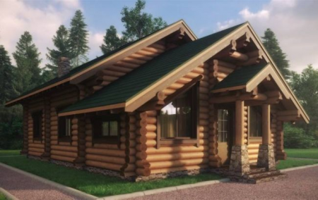 Дом с мансардой из бревна 7,3х10 м (133 кв.м)