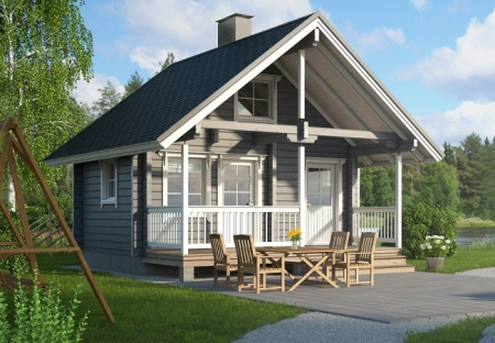 Баня из бруса 5x6 м (20 кв.м) с верандой