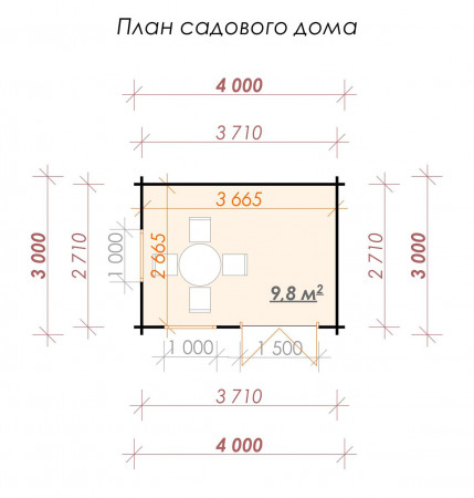Садовый домик эконом из минибруса, 4х3 м, 9.8 кв. м 