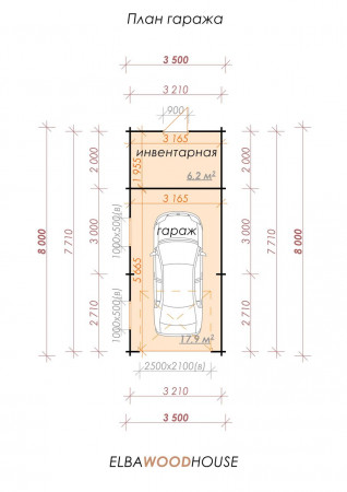 Гараж из минибруса 8х3.5, 24 кв. м  