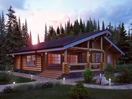 Сруб одноэтажного дома 11.5 на 11.5 м, 110,1 м2