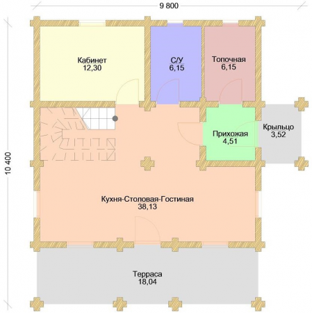 Двухэтажный дом из бревна 9,8х10,4 м (185 кв.м)