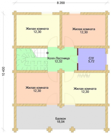 Двухэтажный дом из бревна 9,8х10,4 м (185 кв.м)