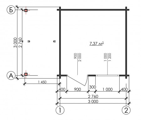 Садовый домик для дачи из мини-бруса, 4.5х3 м, 7.4 кв. м 