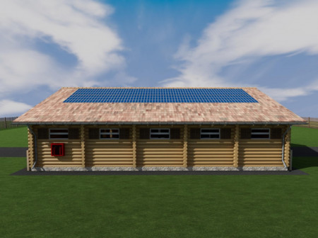 Проект деревянной конюшни 19,0х13,5 м, 240 м2 на 10 лошадей