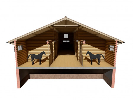 Проект деревянной конюшни 19,0х13,5 м, 240 м2 на 10 лошадей