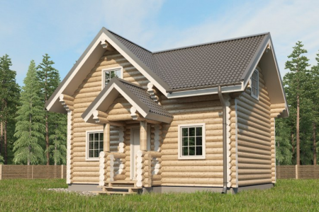 Дом с мансардой из бревна 5,5х7 м (69 кв.м)