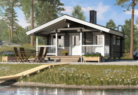 Баня из бруса 5x6 м (21 кв.м) с верандой