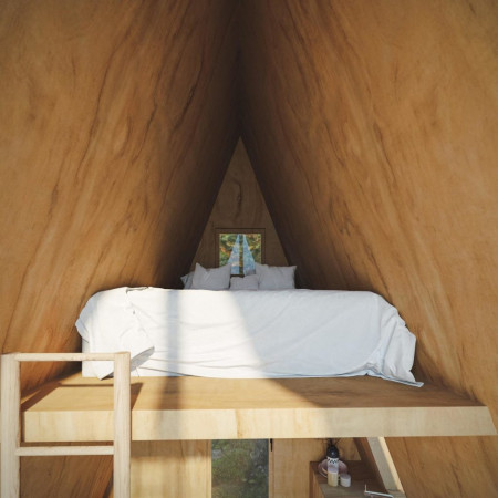 A-Frame дом-шалаш из бруса, 5x4 метра, 18 кв. м