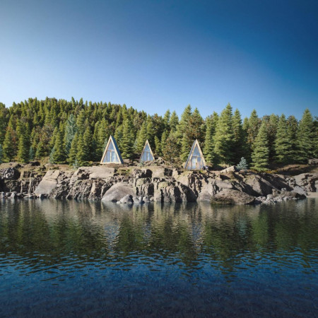 A-Frame дом-шалаш из бруса, 5x4 метра, 18 кв. м