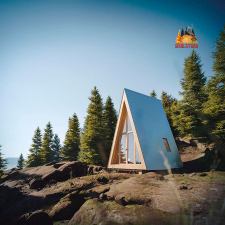 A-Frame дом-шалаш из бруса, 5x4 метра, 18 кв. м