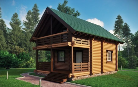 Дом с мансардой из бревна 5,5х8 м (88 кв.м)