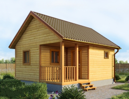 Баня из бруса 5,7x6,4 м (30 кв.м)