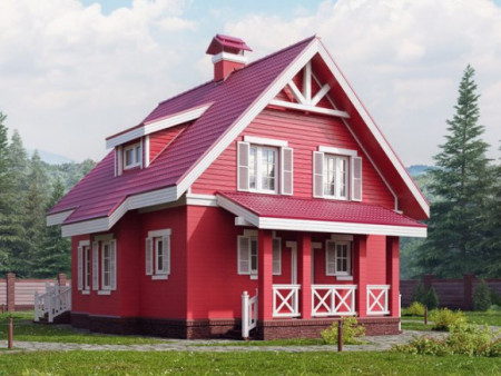 Каркасный дом 14.6х9.7 м, 120 кв. м, с мансардой
