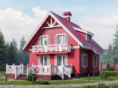 Каркасный дом 14.6х9.7 м, 120 кв. м, с мансардой