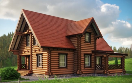 Двухэтажный дом из бревна 11х11 м (220 кв.м)