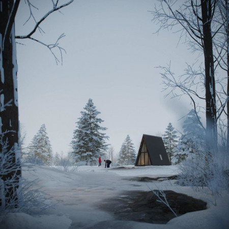 Небольшой A-Frame дом 6,25x4 метра, 25 кв. м
