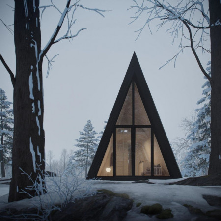 Небольшой A-Frame дом 6,25x4 метра, 25 кв. м