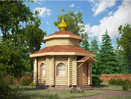 Часовня из бревна 25,75 кв.м