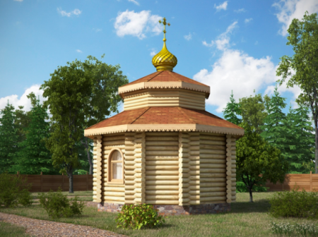 Часовня из бревна 25,75 кв.м