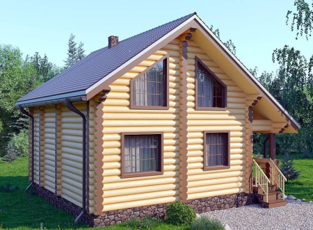 Двухэтажный дом из бревна 8х8,7 м (105 кв.м)