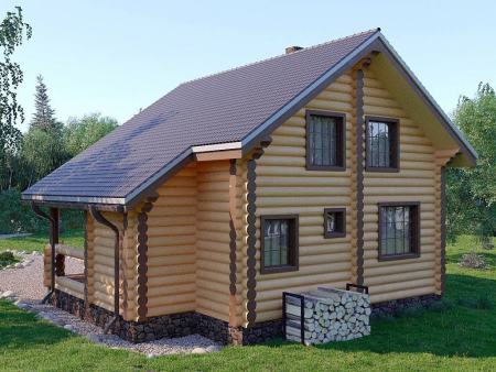 Двухэтажный дом из бревна 8х8,7 м (105 кв.м)