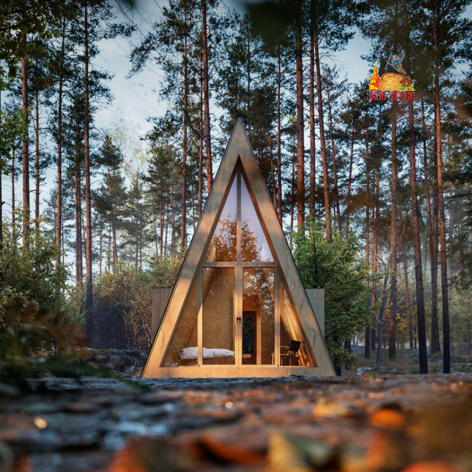 Проект одноэтажного A-frame дома 9,5 на 4м, из бруса, купить в Москве  «Srub.Store»