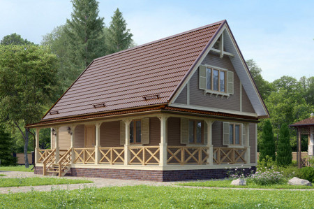 Двухэтажный каркасный дом 10х7 м, 106 кв. м, с террасой