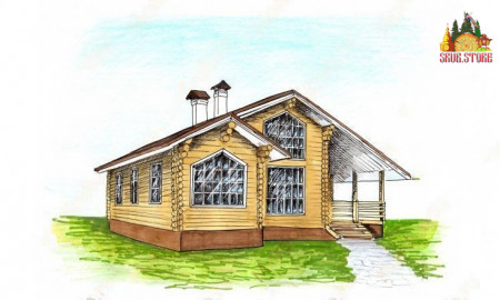 Сруб дома с мансардой 103,6 м2