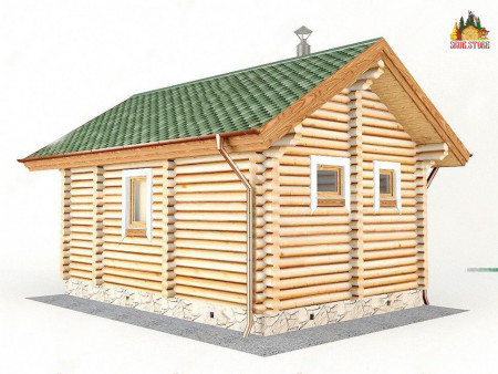 Сруб одноэтажной бани с террасой 20,5 кв.м