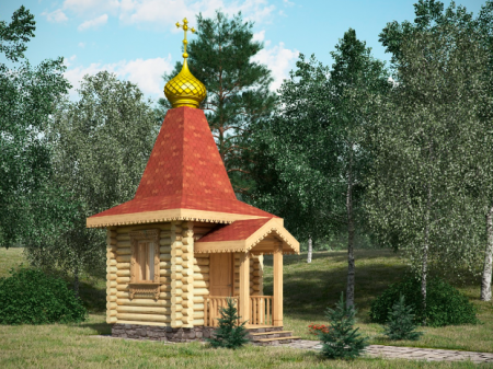 Маленькая часовня из бревна 9,54 кв.м
