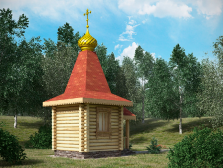 Маленькая часовня из бревна 9,54 кв.м