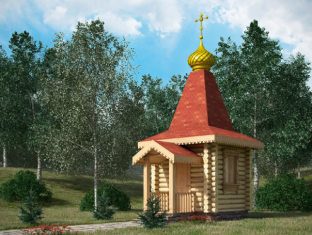 Маленькая часовня из бревна 9,54 кв.м